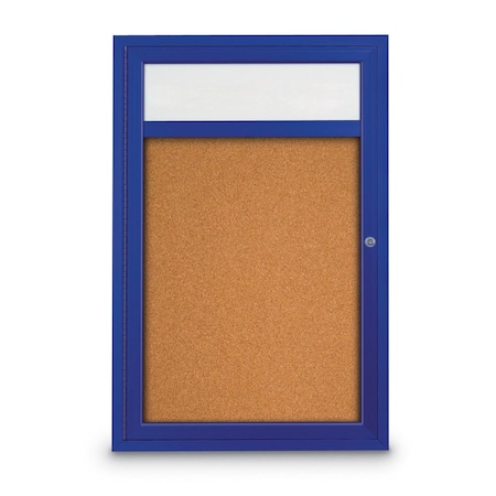 UNITED VISUAL PRODUCTS Slim Enclosed Corkboard, 30"x36", Black Alum Frame/Amethyst UVEB3036-BLACK-AMETHY